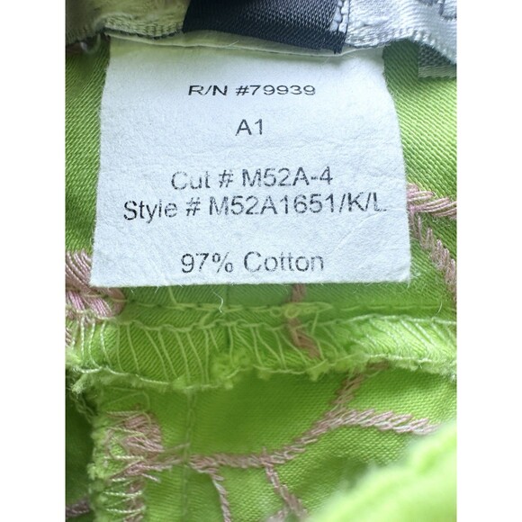 Will's River Co. VTG Green Pink Floral Embroidered Pants Retro Bright‎ Women's 8 - Picture 7 of 12